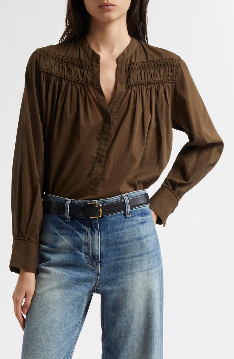 Nili Lotan Clarys Shirred Yoke Top, Main, color, 