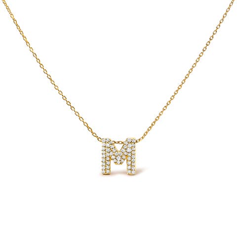 10K Gold Diamond Accent "A-Z" Initial Bubble Pendant Necklace