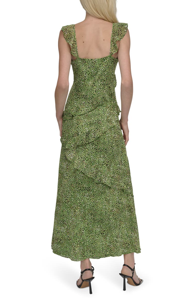 DKNY Ruffle Maxi Dress, Alternate, color, Lime