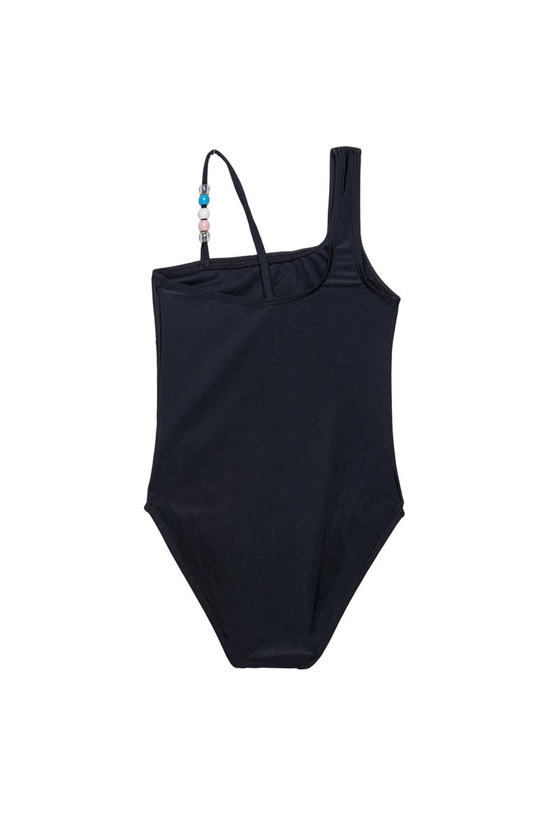 Sun Beading Asymmetrical Beaded One Piece, Alternate, color, Black