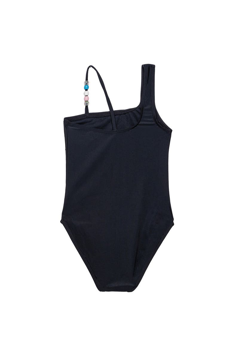 Gottex Kids Sun Beading Asymmetrical Beaded One Piece, Alternate, color, Black