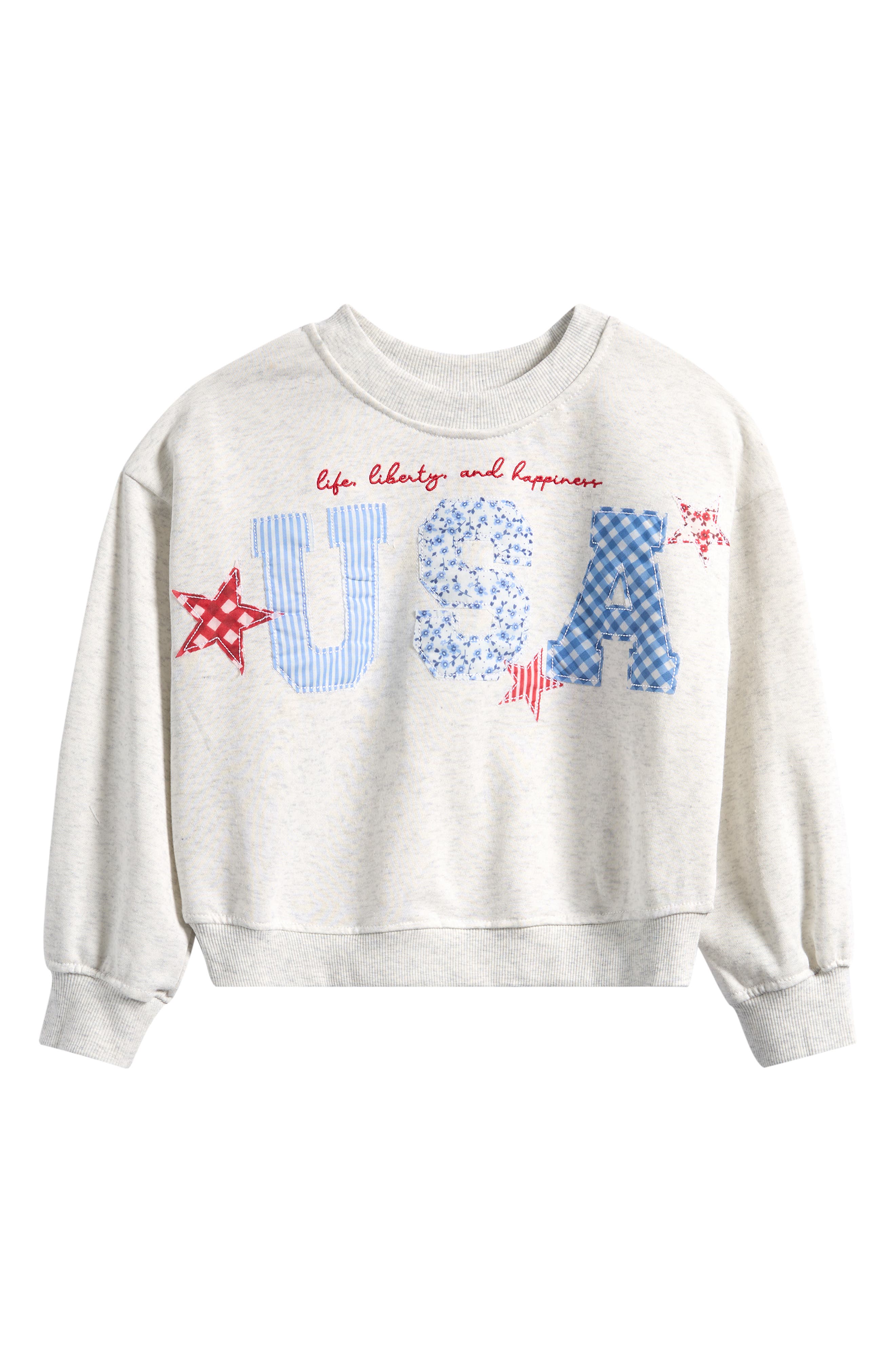 Tween Diva Kids' USA French Terry Patchwork Sweatshirt
