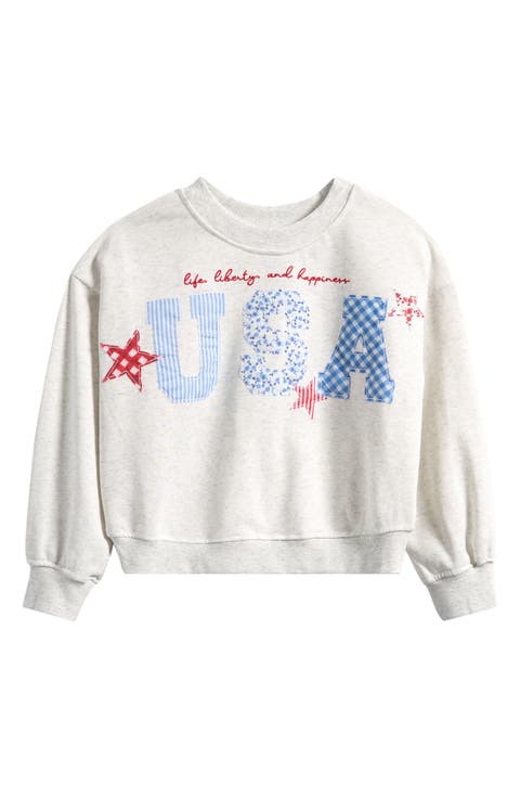 Kids' USA French Terry Patchwork Sweatshirt (Big Kid)