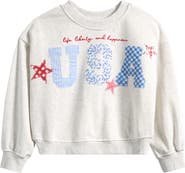Tween Diva Kids' USA French Terry Patchwork Sweatshirt