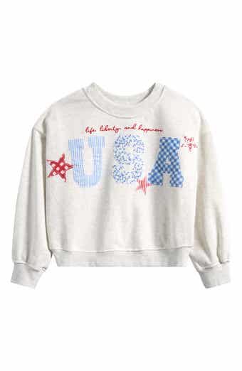 Tween Diva Kids' USA French Terry Patchwork Sweatshirt
