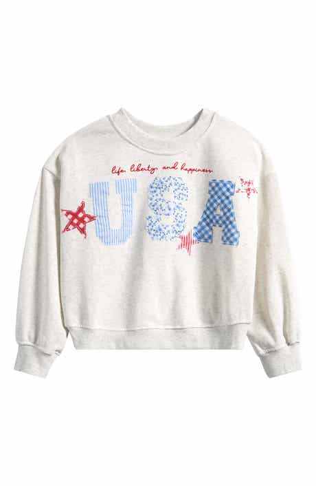 Tween Diva Kids' USA French Terry Patchwork Sweatshirt