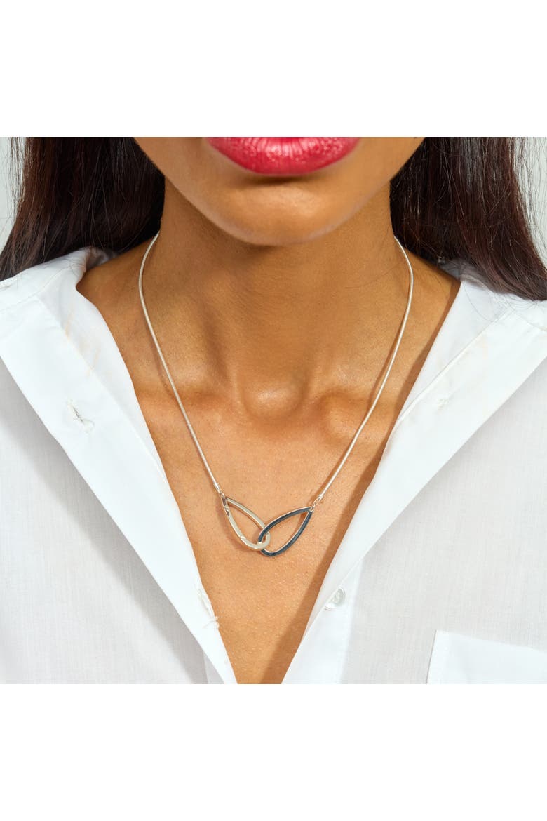 Large Linked Petal Pendant, Alternate, color, Sterling Silver