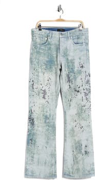 PURPLE BRAND Worn Camouflage Embroidered Flare Leg Jeans
