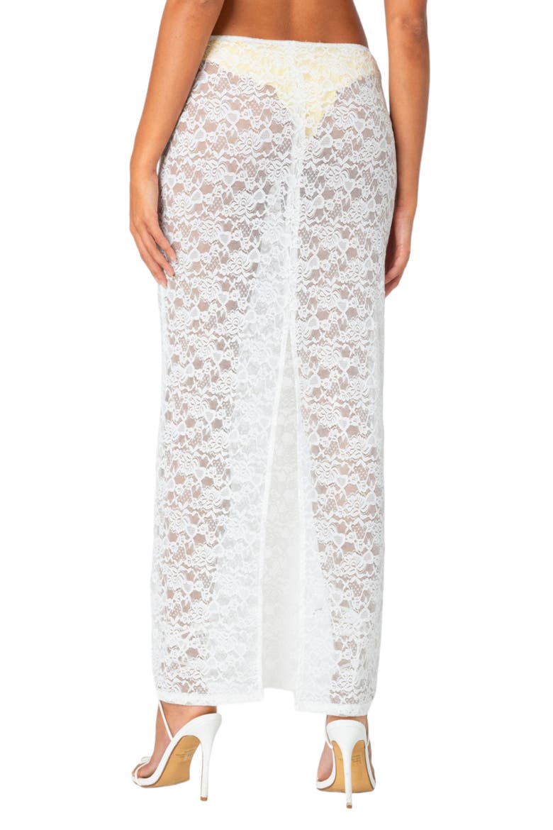 Oceana Sheer Lace Cover-Up Maxi Skirt, Alternate, color, WHITE