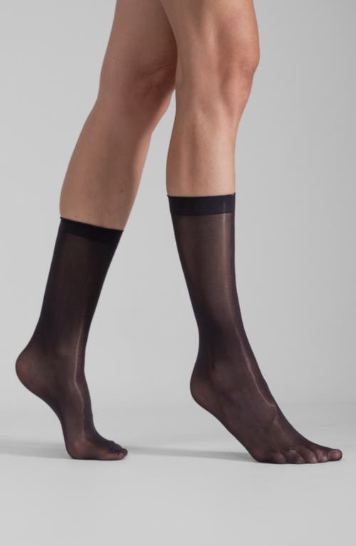 Lechery ® 2-pack Lustrous Silky Sheer Crew Socks In Black