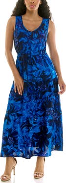 Nina Leonard Sleeveless Tiered Maxi Dress