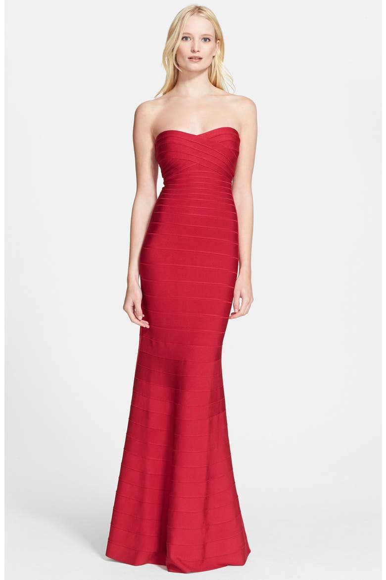 Bandage Mermaid Gown, Main, color, ROUGE