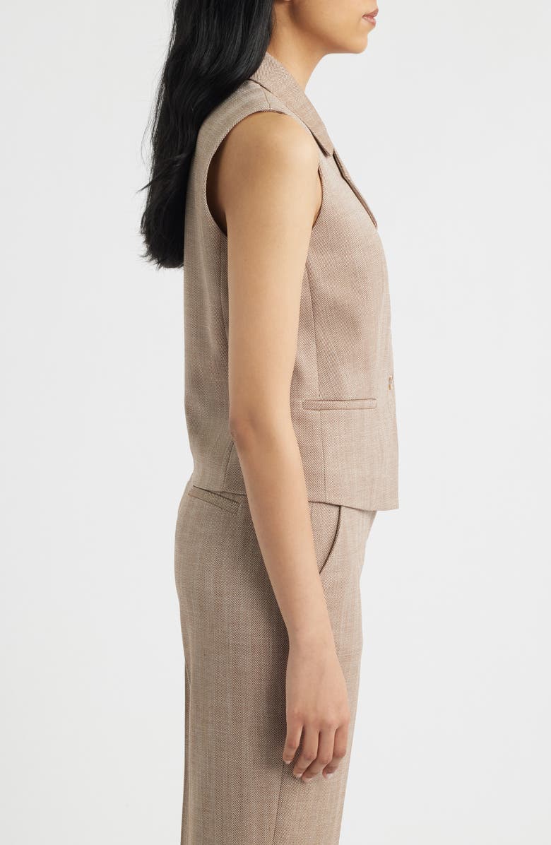 Anne Klein Herringbone Vest, Alternate, color, Rust Multi