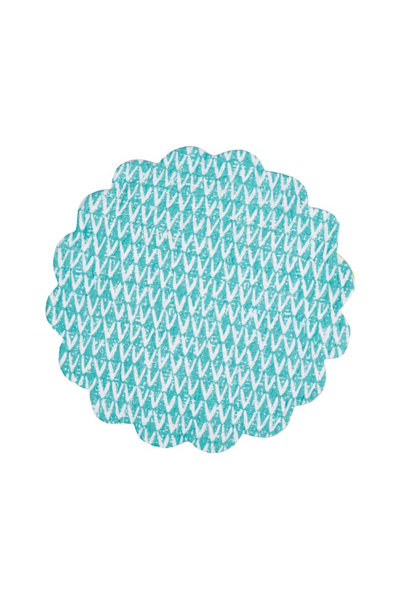 Surfside Sound Scalloped Round Placemats Set of 6 Nautical Design Beach, 17", Alternate, color, Blue
