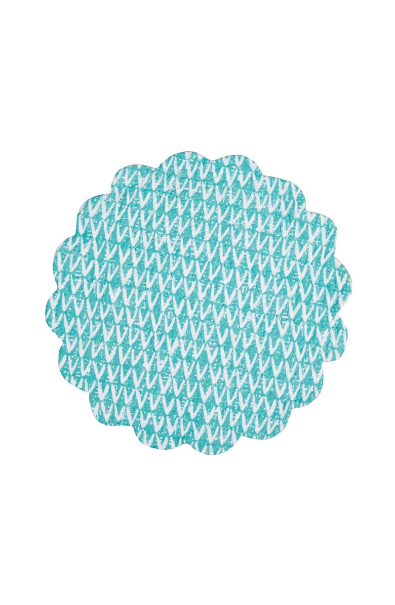 C&F Home Surfside Sound Scalloped Round Placemats Set of 6 Nautical Design Beach, 17", Alternate, color, Blue