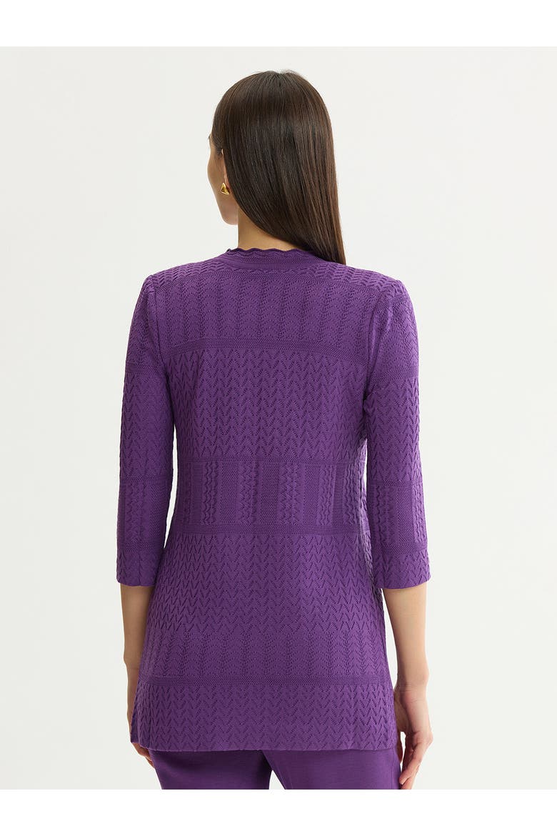 Heritage Scallop Trim Tonal Knit Jacket, Alternate, color, Fresh Purple