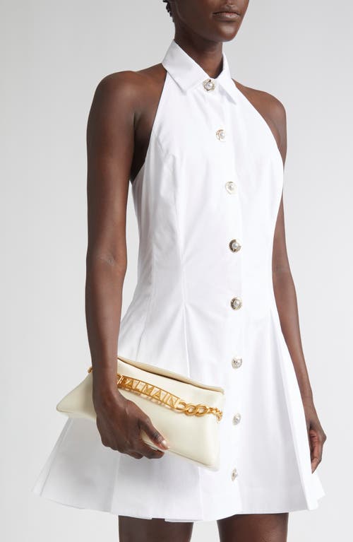 Balmain 1945 Soft Crinkled Leather Clutch