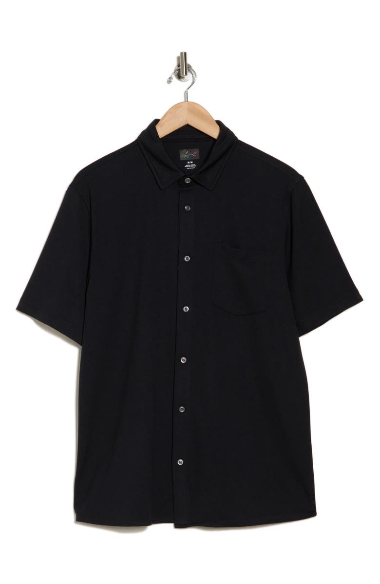 Greg Norman Rib Pocket Front Button Up Shirt, Alternate, color, Black