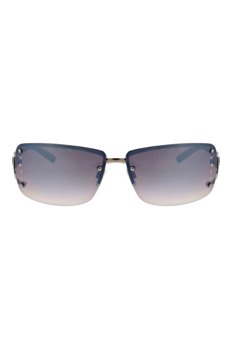 66mm Y2K Rimless Rectangle Sunglasses, Main, color, SILVER