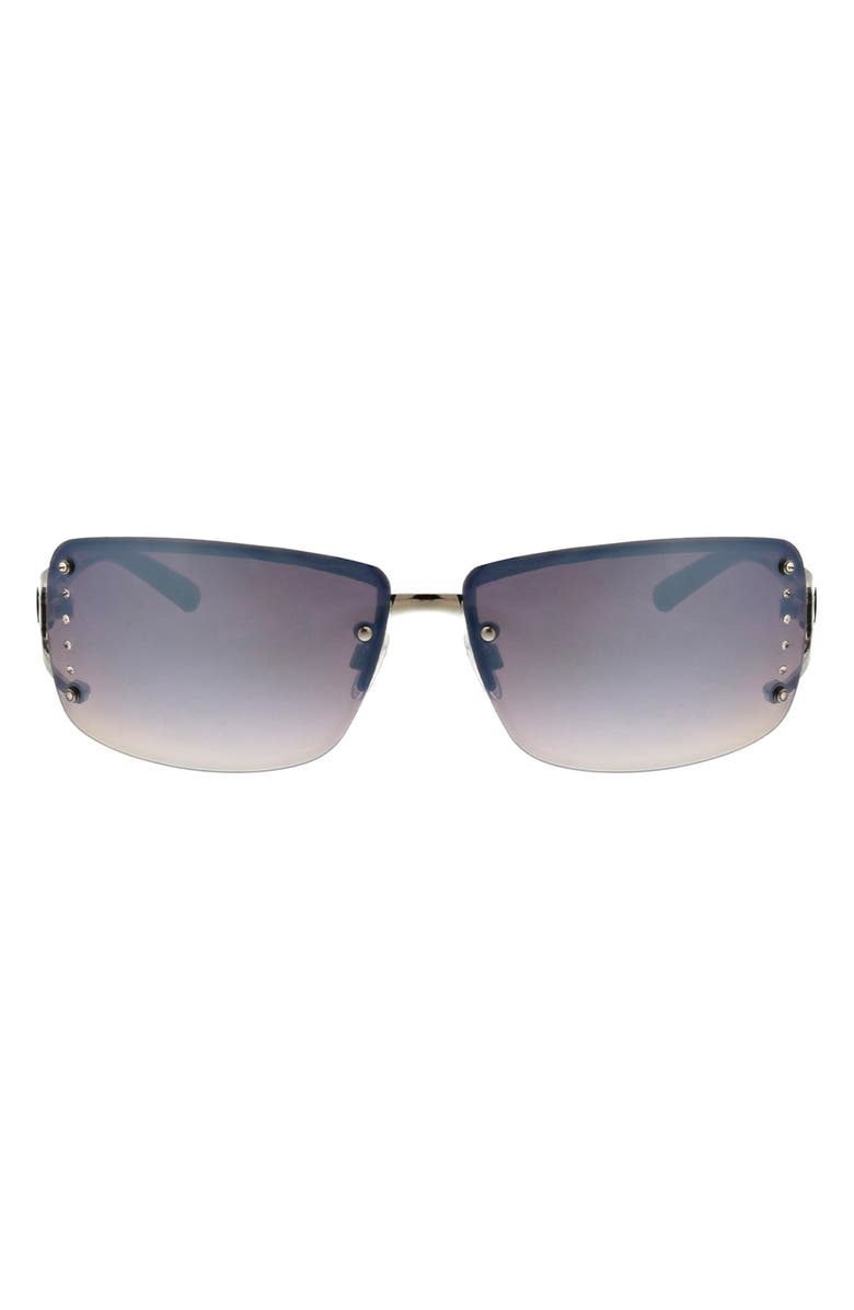 BCBG 66mm Y2K Rimless Rectangle Sunglasses, Main, color, Silver