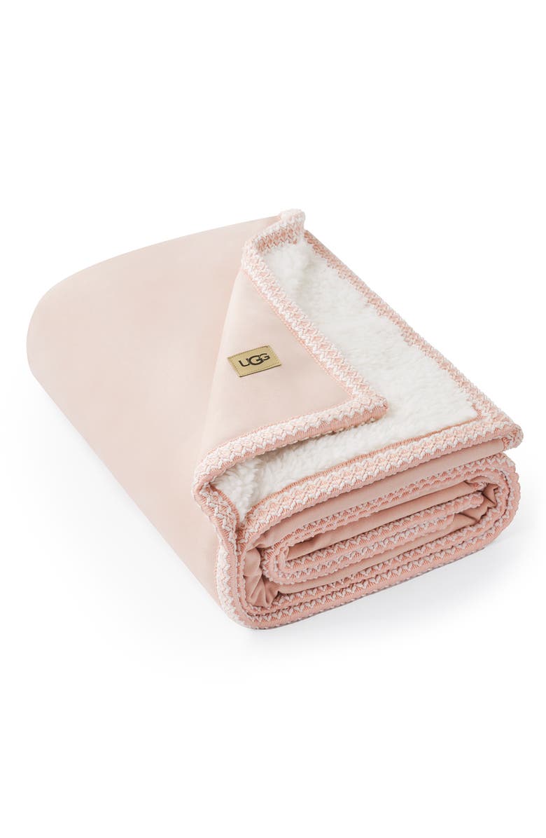 UGG<sup>®</sup> Kirkwood Braid Trim Throw Blanket, Main, color, Himalyan Salt