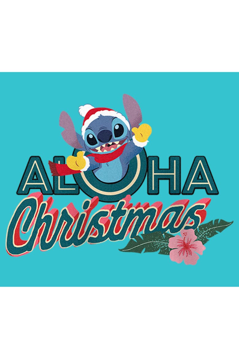 Girl's Lilo & Stitch Aloha Christmas  Graphic T-Shirt, Alternate, color, Tahiti Blue