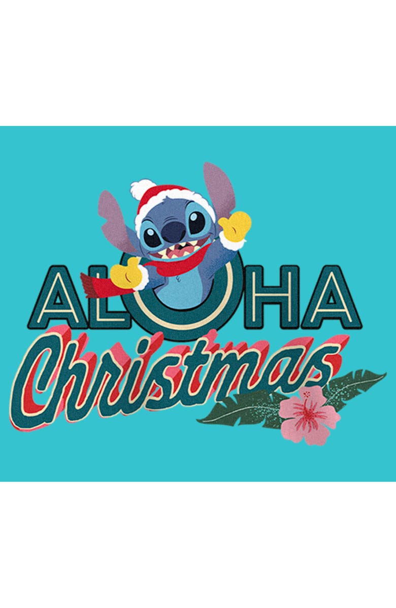 Lilo & Stitch Girl's Lilo & Stitch Aloha Christmas  Graphic T-Shirt, Alternate, color, Tahiti Blue