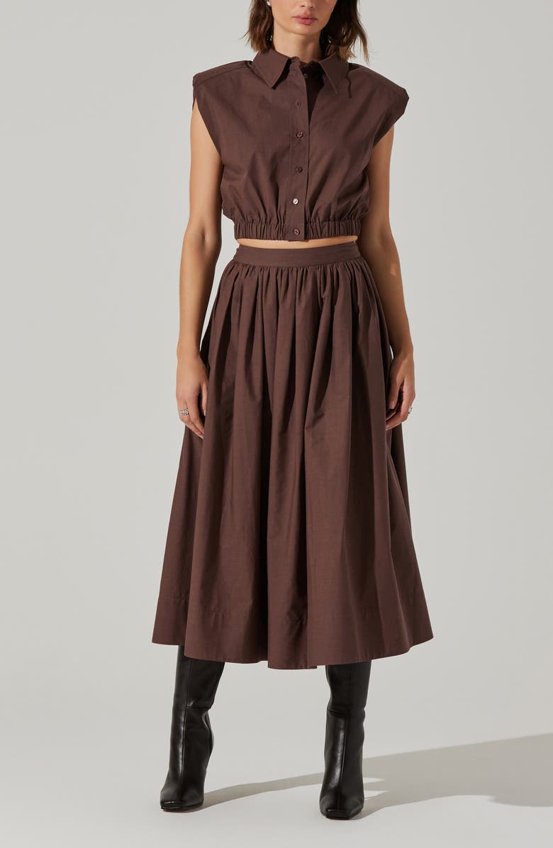 ASTR the Label Diandra Cotton Blend Midi Skirt, Alternate, color, 