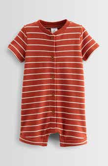 Nordstrom Stripe Button-Up Cotton French Terry Romper