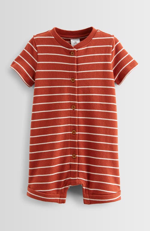 NORDSTROM NORDSTROM STRIPE BUTTON-UP COTTON FRENCH TERRY ROMPER