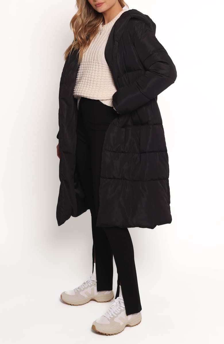Petal & Pup Averie Hooded Longline Puffer Coat, Alternate, color, Black