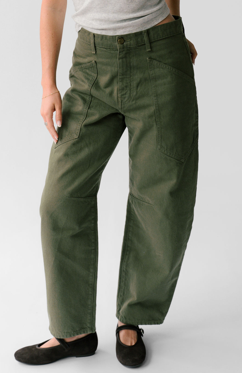 Nelle Atelier The Ali Petite Mid-rise Barrel Jean In Green
