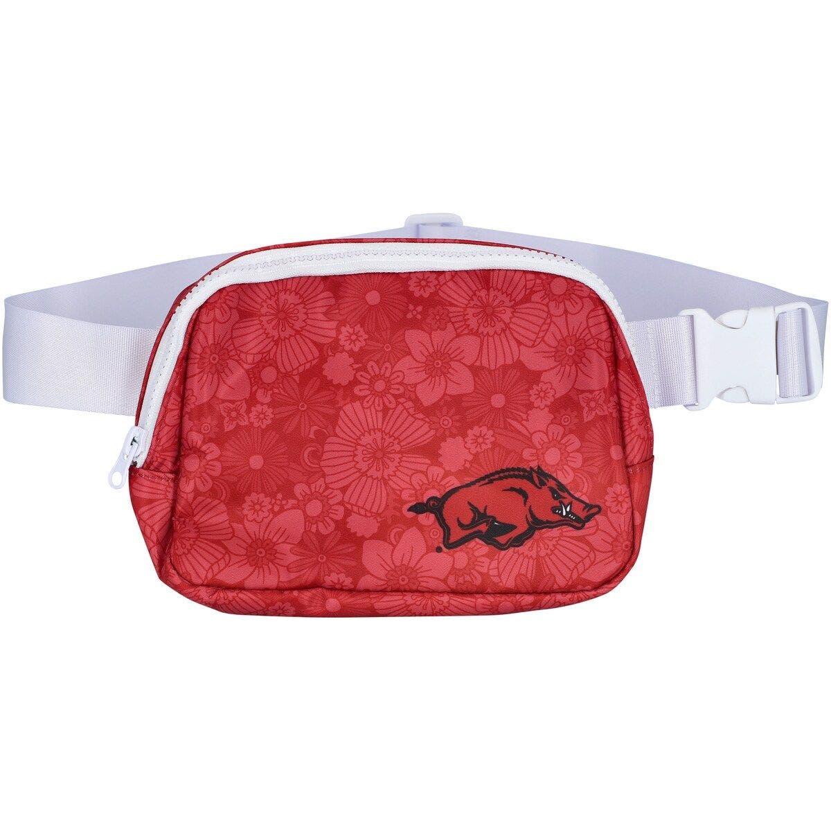 ZOOZATZ Arkansas Razorbacks Floral Print Fanny Pack, Main, color, Crimson