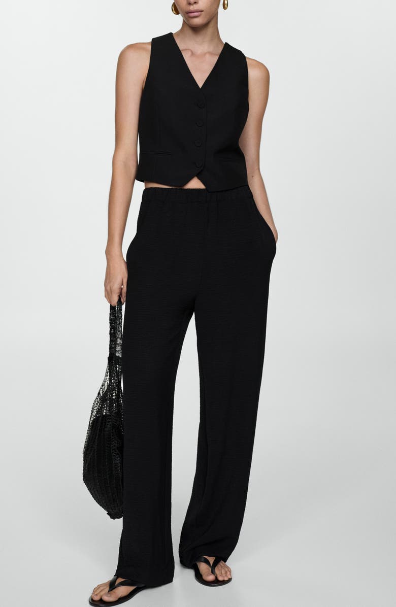 MANGO Textured Flowy Pants, Alternate, color,