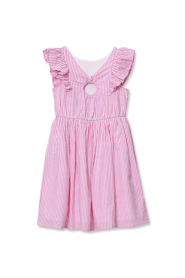 Girls Short Sleeve Seersucker Dress, Alternate, color, Oxford Pink Stripe
