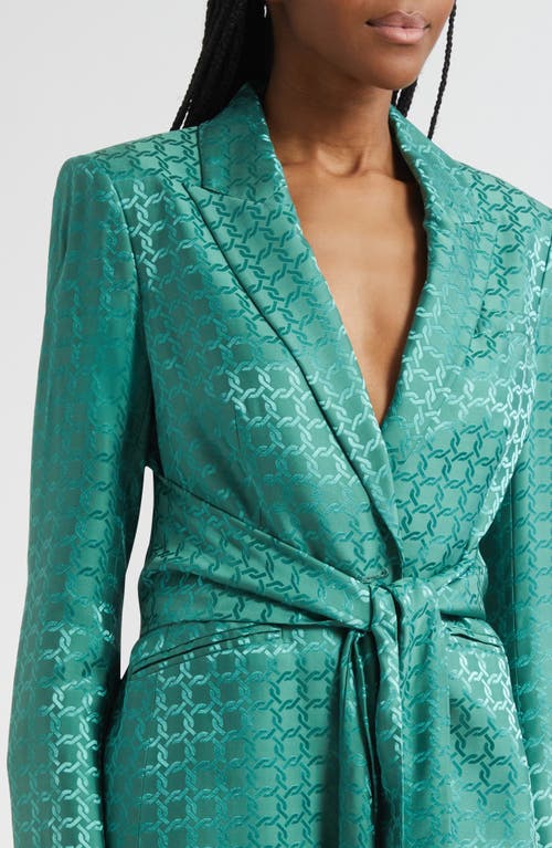 Veronica Beard Issel Chain Print Tie Waist Jacket In Green