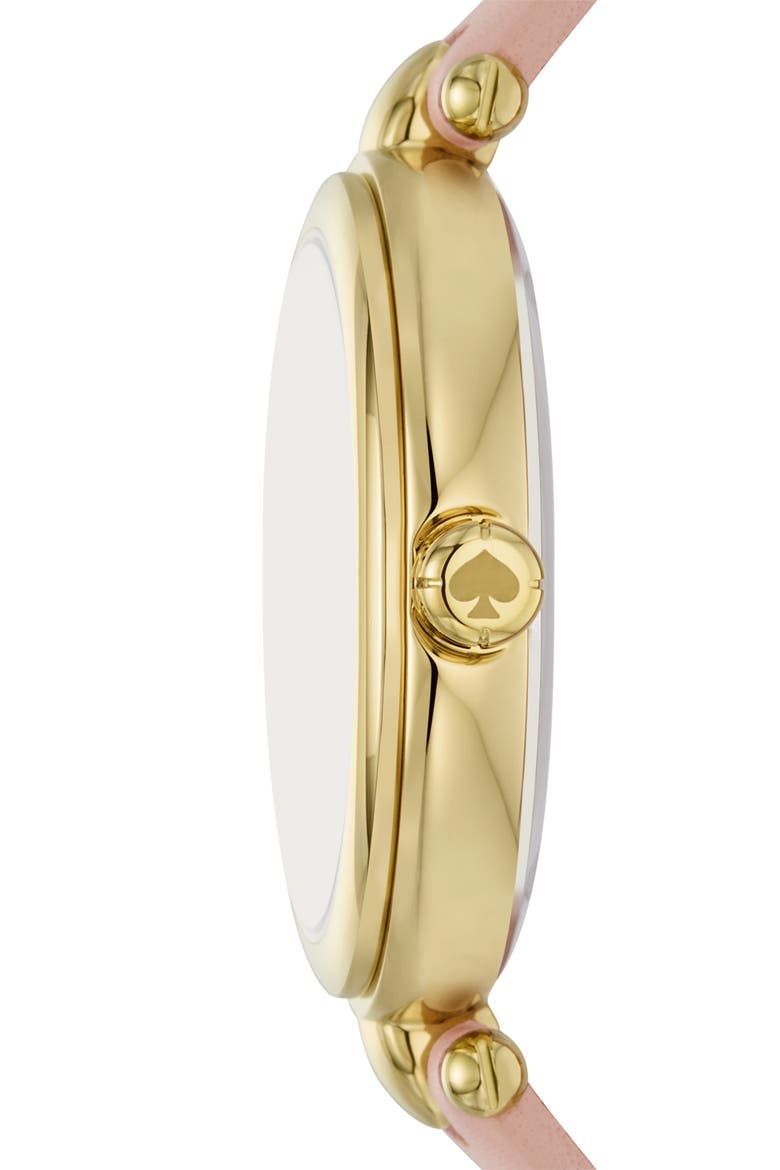gracie leather strap watch, 32mm, Alternate, color, GOLD