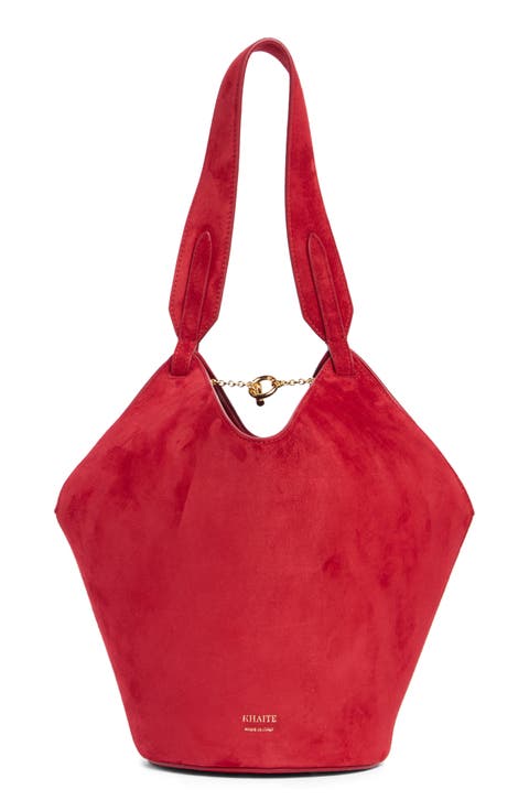 Mini Lotus Suede Top Handle Bag