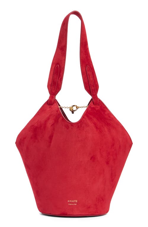 Khaite Mini Lotus Suede Top Handle Bag in Ruby at Nordstrom