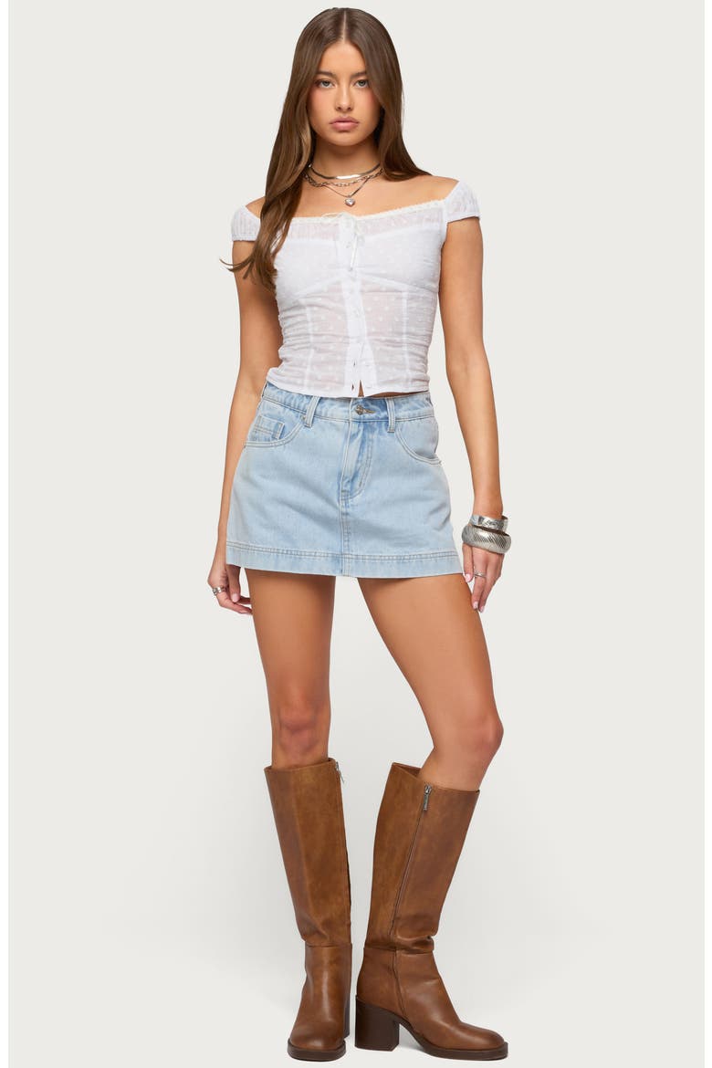 Shanice Low Rise Denim Miniskort, Alternate, color, LIGHT-BLUE