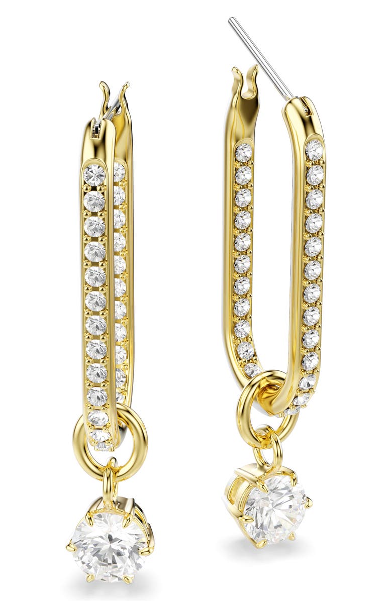 Swarovski Constella Crystal Hoop Earrings, Alternate, color, Gold/ White