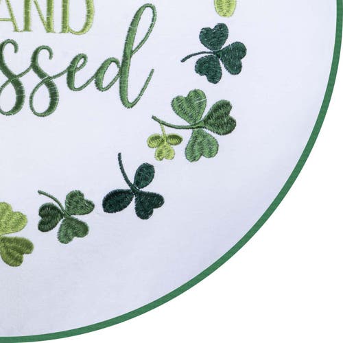C & F Home C&f Home Lucky & Blessed Typography St. Patrick's Clover Embroidered Round Throw Pillow, 18" X 18" In Multi