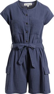 CITY BLUES Tie Waist Cargo Romper