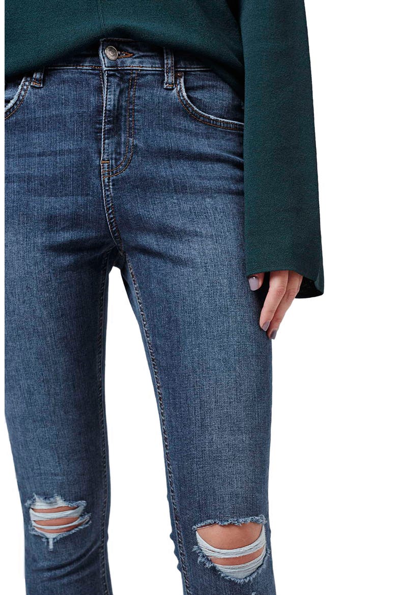 Moto Jamie Ripped High Waist Ankle Skinny Jeans, Alternate, color, MID DENIM