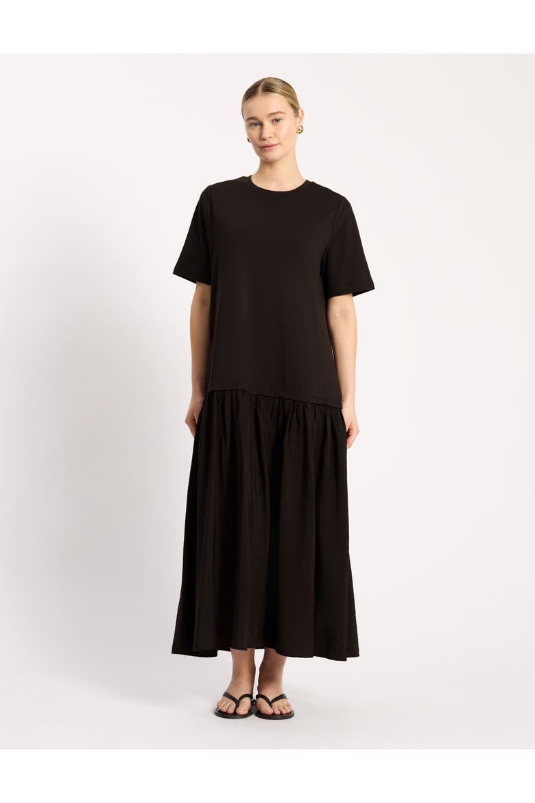Boxy Crew Neck Maxi Dress, Main, color, Chocolate