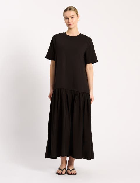 Boxy Crew Neck Maxi Dress