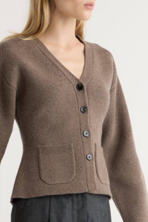Modern Citizen Elinor Organic Cotton Wool V-neck Cardigan In Brown