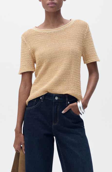MANGO Dorae Textured Short Sleeve Sweater
