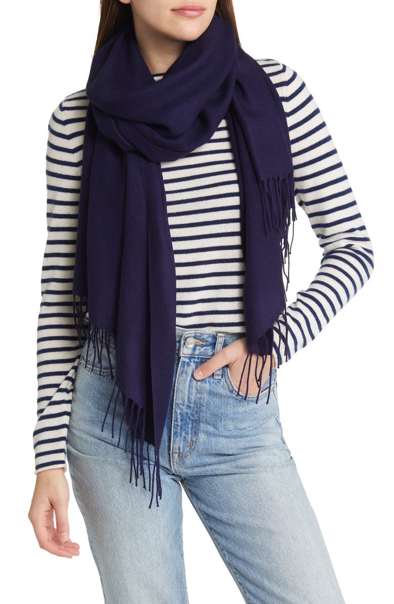 Nordstrom Tissue Weight Wool & Cashmere Scarf, Main, color, Navy Evening