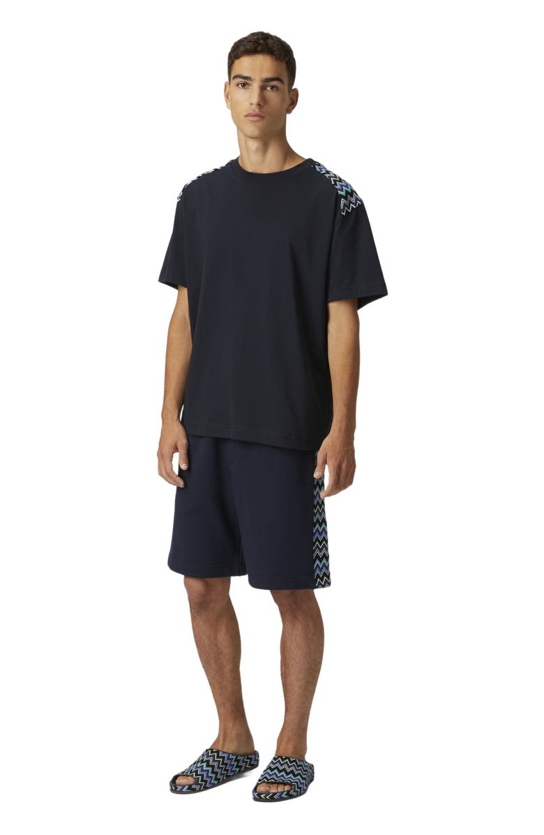 Missoni Cotton Shorts With Zigzag Insert, Main, color, Blue